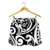 Black And White Polynesian Tattoo Print Women's Shorts