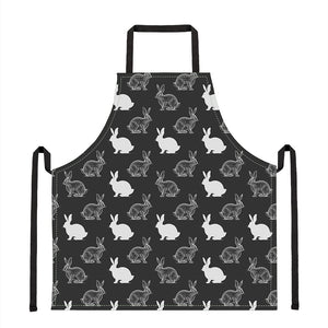 Black And White Rabbit Pattern Print Apron