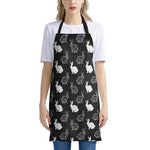 Black And White Rabbit Pattern Print Apron