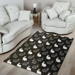 Black And White Rabbit Pattern Print Area Rug