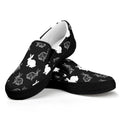 Black And White Rabbit Pattern Print Black Slip On Sneakers