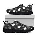 Black And White Rabbit Pattern Print Black Running Shoes