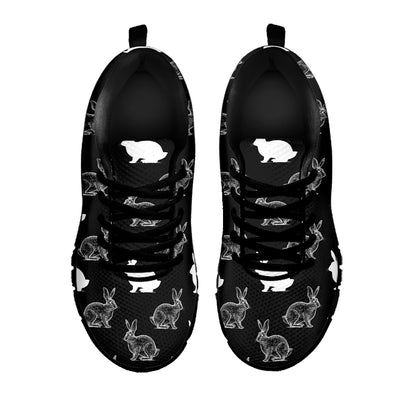 Black And White Rabbit Pattern Print Black Sneakers