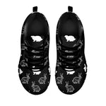 Black And White Rabbit Pattern Print Black Sneakers