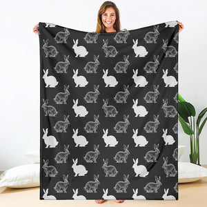 Black And White Rabbit Pattern Print Blanket