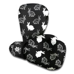 Black And White Rabbit Pattern Print Boxing Gloves