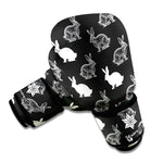 Black And White Rabbit Pattern Print Boxing Gloves