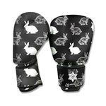 Black And White Rabbit Pattern Print Boxing Gloves