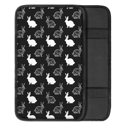 Black And White Rabbit Pattern Print Car Center Console Cover