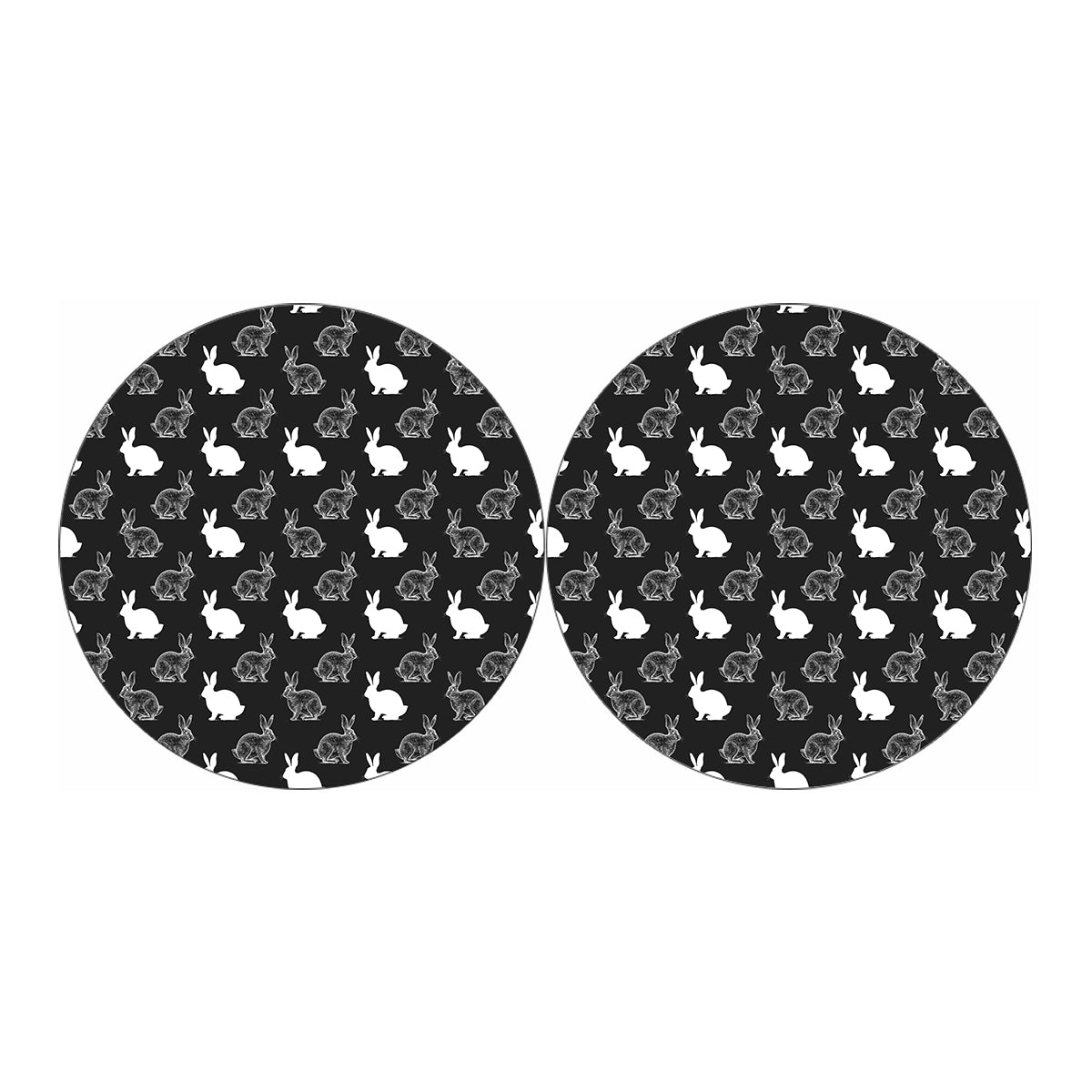 Black And White Rabbit Pattern Print Car Coasters