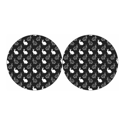 Black And White Rabbit Pattern Print Car Coasters