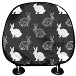 Black And White Rabbit Pattern Print Car Headrest Covers