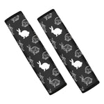 Black And White Rabbit Pattern Print Car Seat Belt Covers