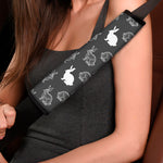 Black And White Rabbit Pattern Print Car Seat Belt Covers