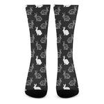 Black And White Rabbit Pattern Print Crew Socks