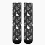 Black And White Rabbit Pattern Print Crew Socks