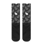 Black And White Rabbit Pattern Print Crew Socks