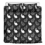 Black And White Rabbit Pattern Print Duvet Cover Bedding Set
