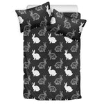 Black And White Rabbit Pattern Print Duvet Cover Bedding Set