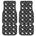 Black And White Rabbit Pattern Print Front and Back Car Floor Mats
