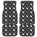 Black And White Rabbit Pattern Print Front and Back Car Floor Mats