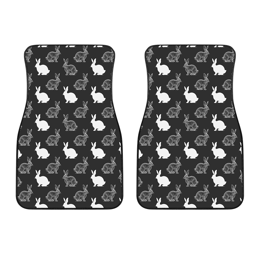 Black And White Rabbit Pattern Print Front Car Floor Mats