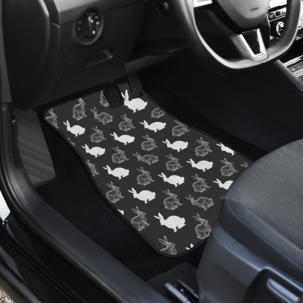 Black And White Rabbit Pattern Print Front Car Floor Mats