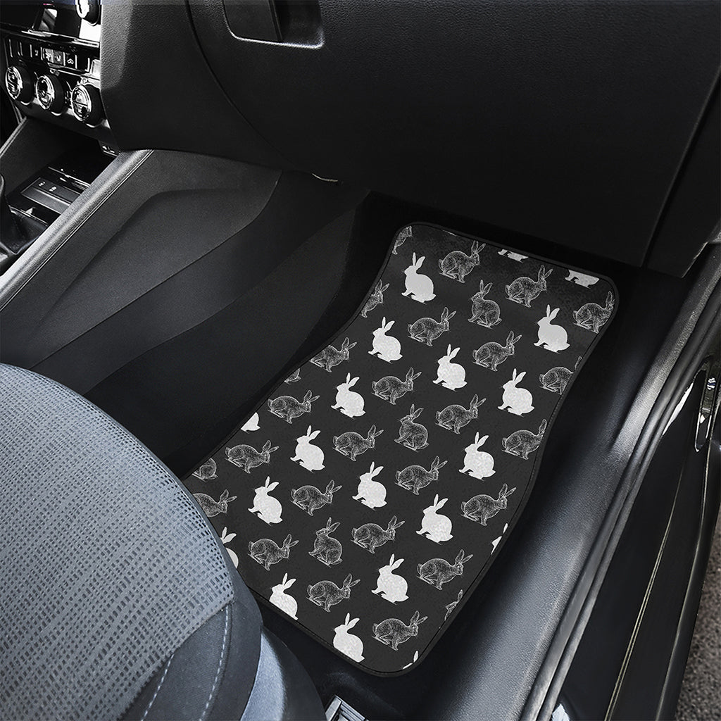 Black And White Rabbit Pattern Print Front Car Floor Mats