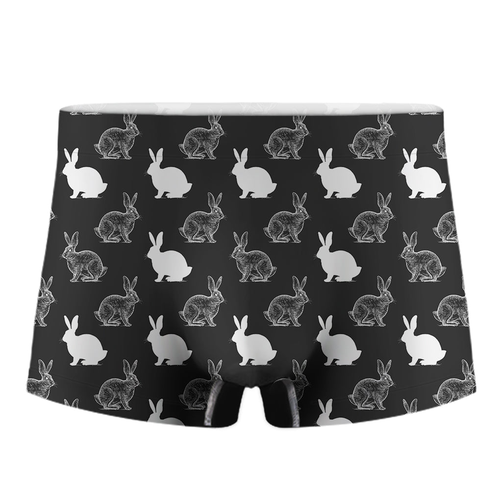 Black And White Rabbit Pattern Print Men's Boxer Briefs
