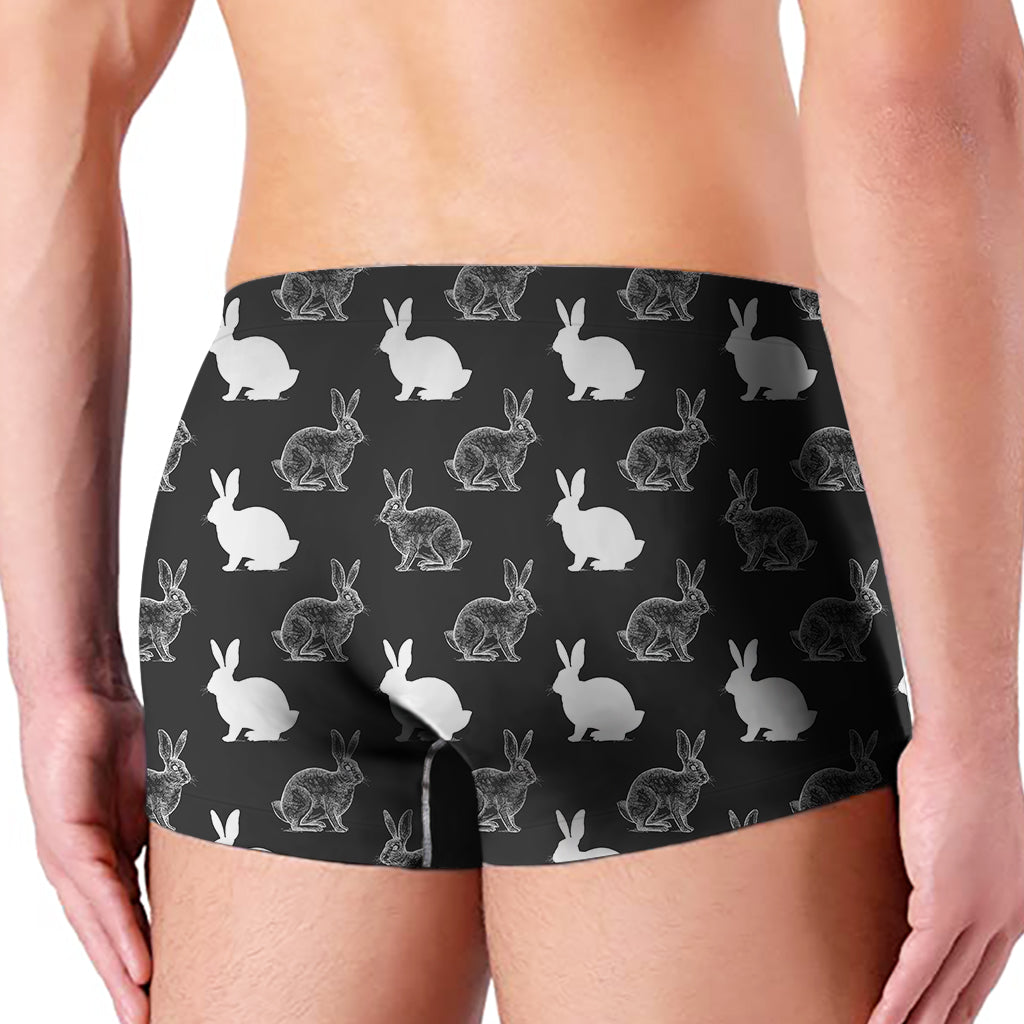 Black And White Rabbit Pattern Print Men's Boxer Briefs