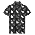 Black And White Rabbit Pattern Print Men's Short Sleeve Shirt