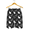 Black And White Rabbit Pattern Print Men's Shorts