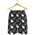 Black And White Rabbit Pattern Print Men's Shorts