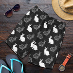 Black And White Rabbit Pattern Print Men's Shorts