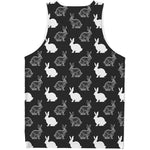 Black And White Rabbit Pattern Print Men's Tank Top