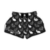 Black And White Rabbit Pattern Print Muay Thai Boxing Shorts