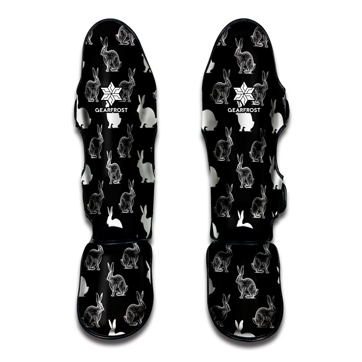 Black And White Rabbit Pattern Print Muay Thai Shin Guard