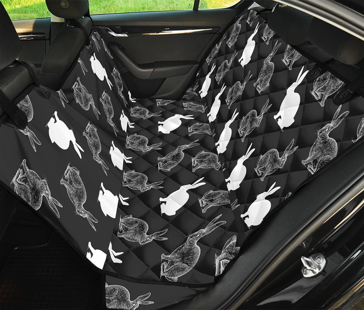 Black And White Rabbit Pattern Print Pet Car Back Seat Cover
