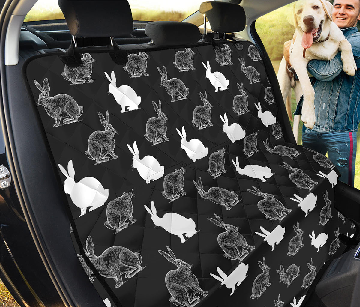 Black And White Rabbit Pattern Print Pet Car Back Seat Cover
