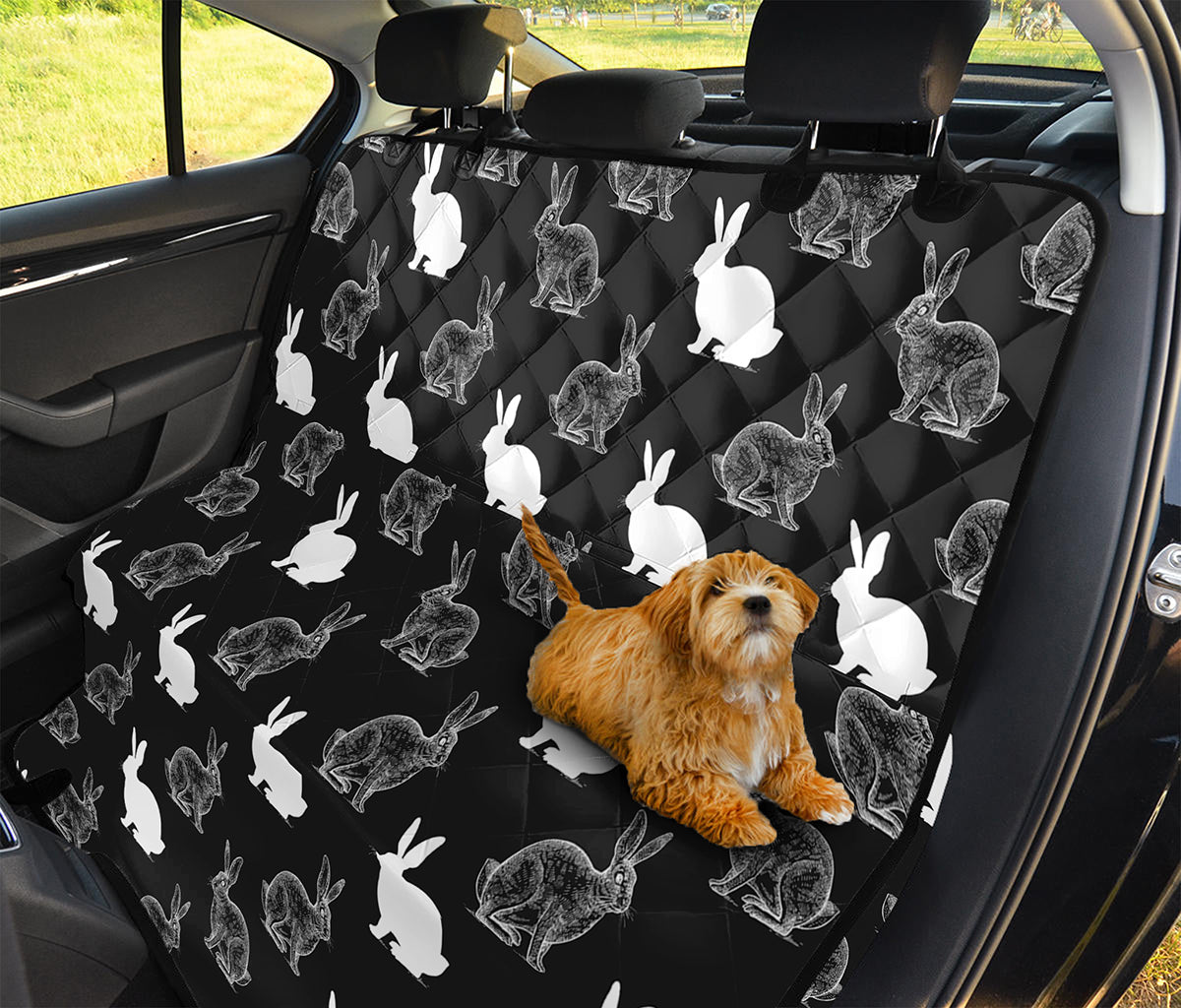 Black And White Rabbit Pattern Print Pet Car Back Seat Cover