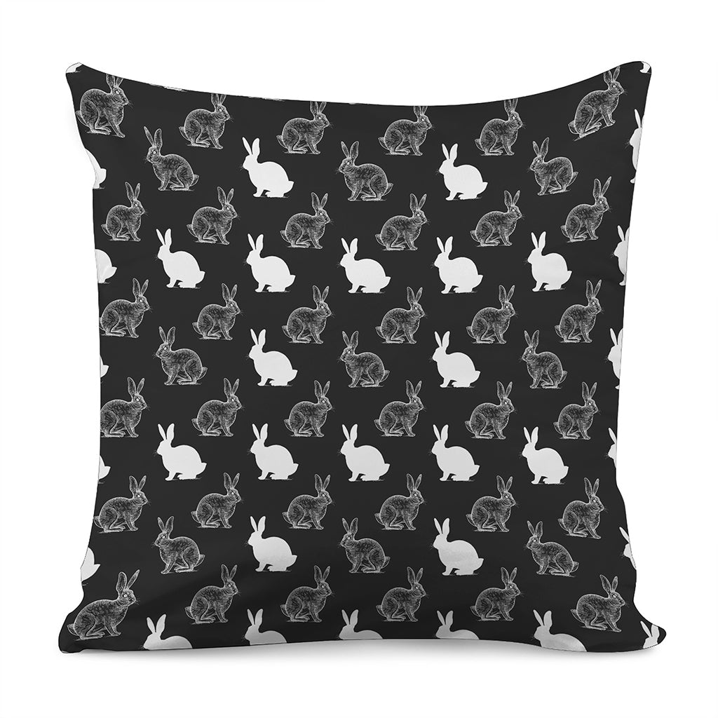 Black And White Rabbit Pattern Print Pillow Cover