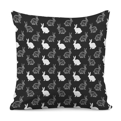Black And White Rabbit Pattern Print Pillow Cover