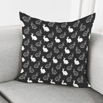 Black And White Rabbit Pattern Print Pillow Cover