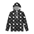 Black And White Rabbit Pattern Print Pullover Hoodie