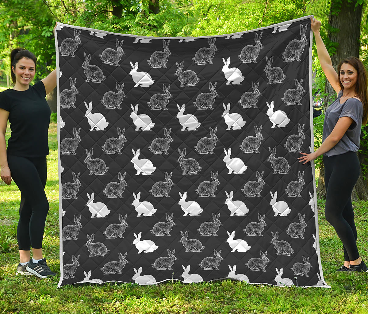 Black And White Rabbit Pattern Print Quilt