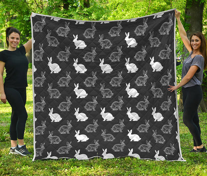 Black And White Rabbit Pattern Print Quilt
