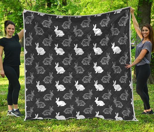 Black And White Rabbit Pattern Print Quilt