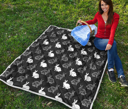Black And White Rabbit Pattern Print Quilt