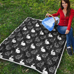 Black And White Rabbit Pattern Print Quilt
