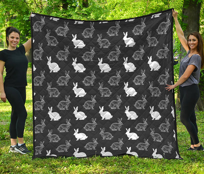 Black And White Rabbit Pattern Print Quilt
